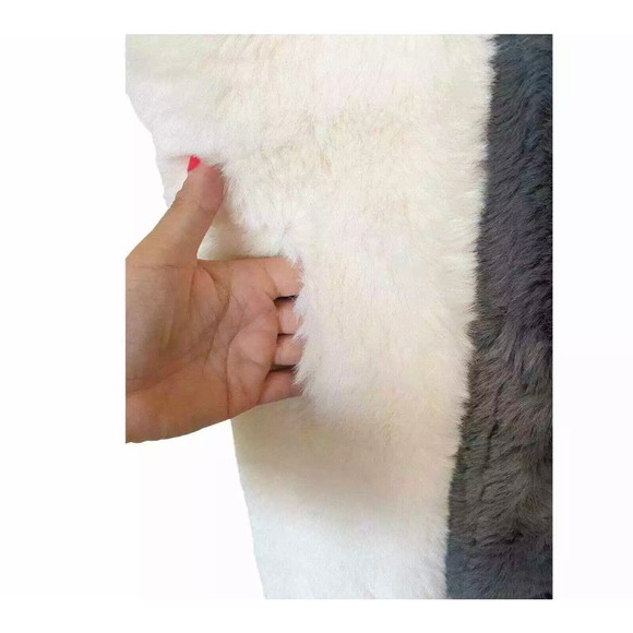 APPARIS ROXANNE Faux Fur Scarf Two Tone Gray Ivory Carbon Cozy Soft Slit OS NWT - Picture 8 of 9